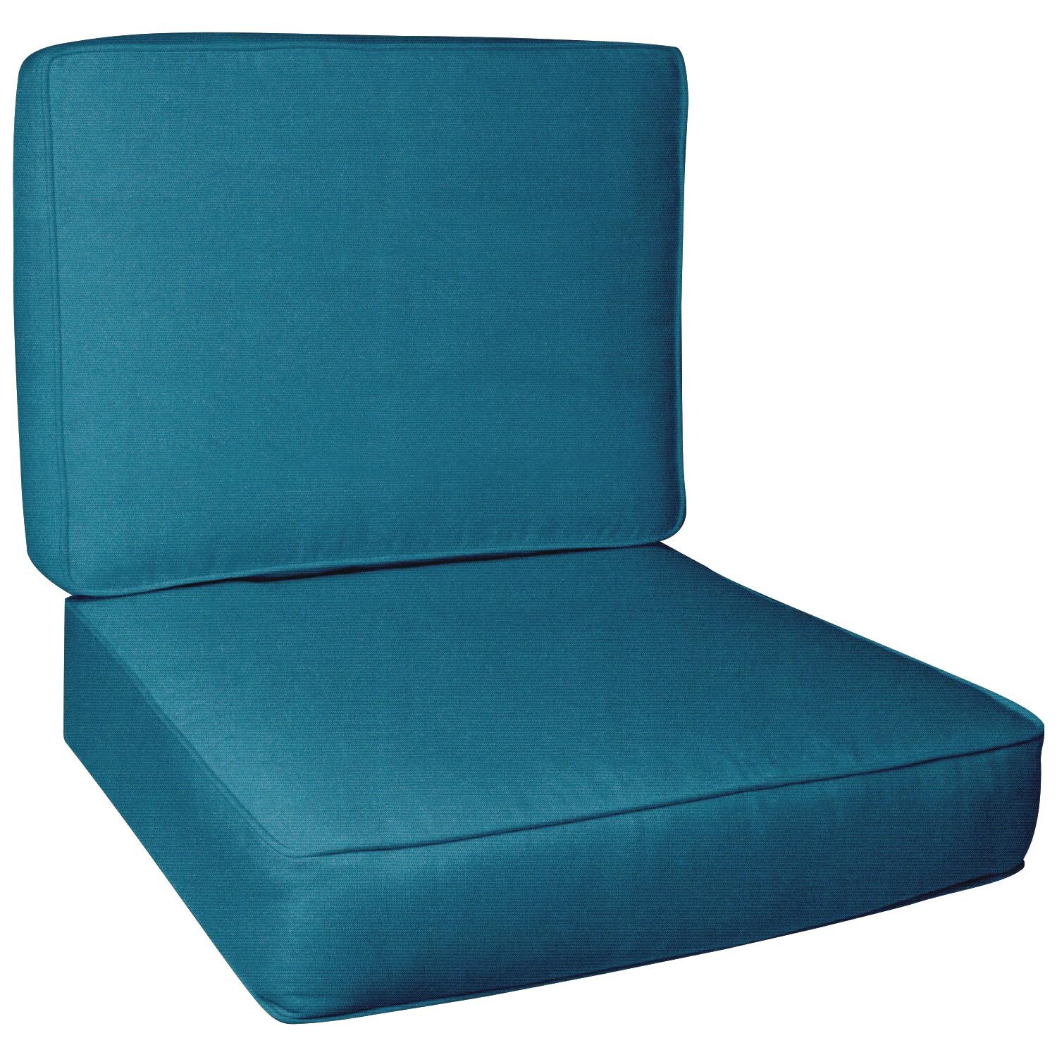 Sunbrella Spectrum Peacock Small Outdoor Replacement Club Chair Cushion Set W/ Piping By BBQGuys Signature