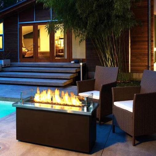 Firegear Key West Gas Fire Pit Coffee Table With Stainless Steel Tabletop - In Use thumbnail