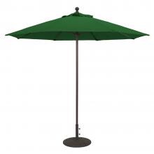 Galtech 9 Ft. Bar Height Octagonal Aluminum Patio Market Umbrella W/ Push Lift - Black Frame W/ Sunbrella Canvas Forest Green Canopy