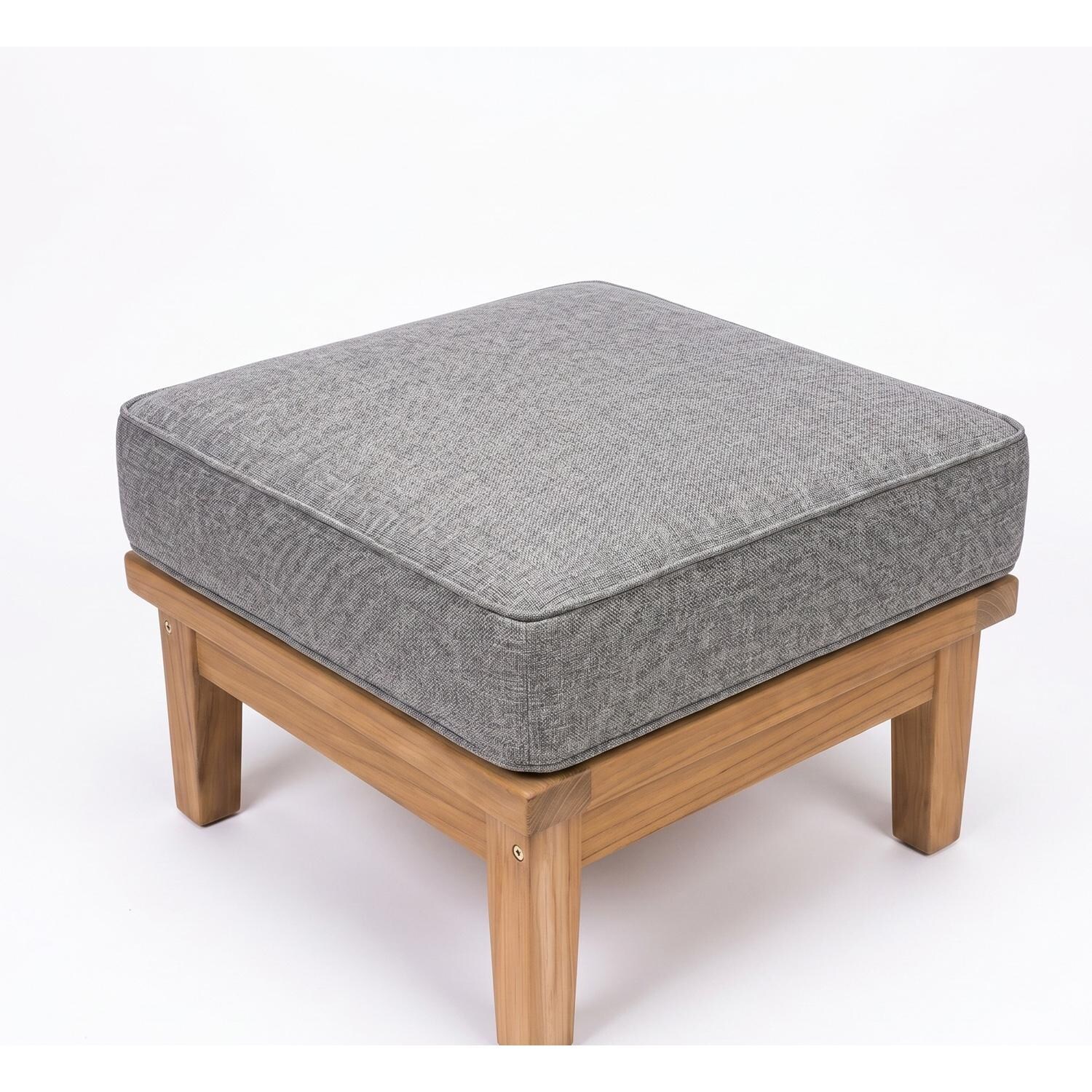 Royal Teak Collection Miami 2 Pc Teak Seating Set w/ Ottoman in Canvas Granite - Ottoman - White Background thumbnail