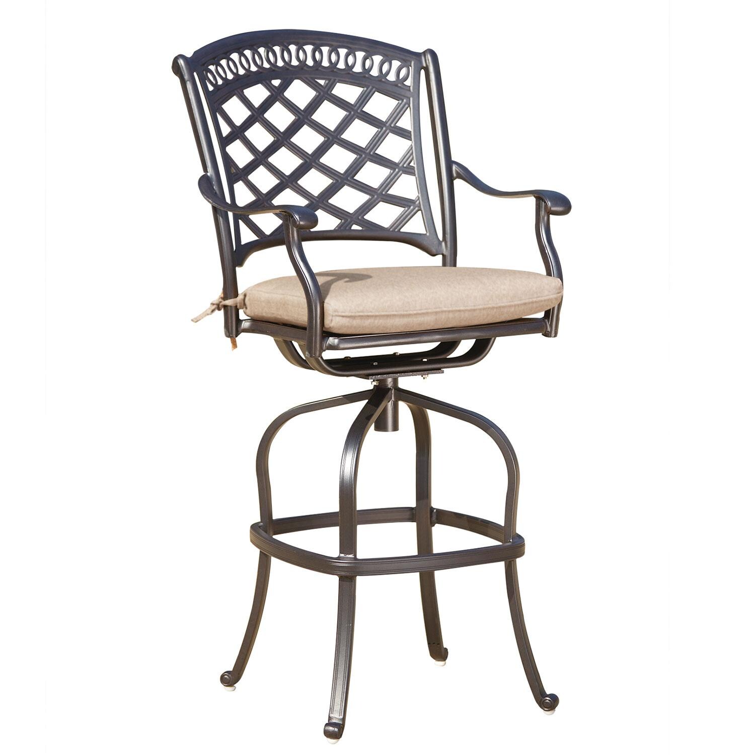 Darlee Sedona 4-Person Patio Party Bar Set - Antique Bronze - Swivel Dining Chair - White Background thumbnail