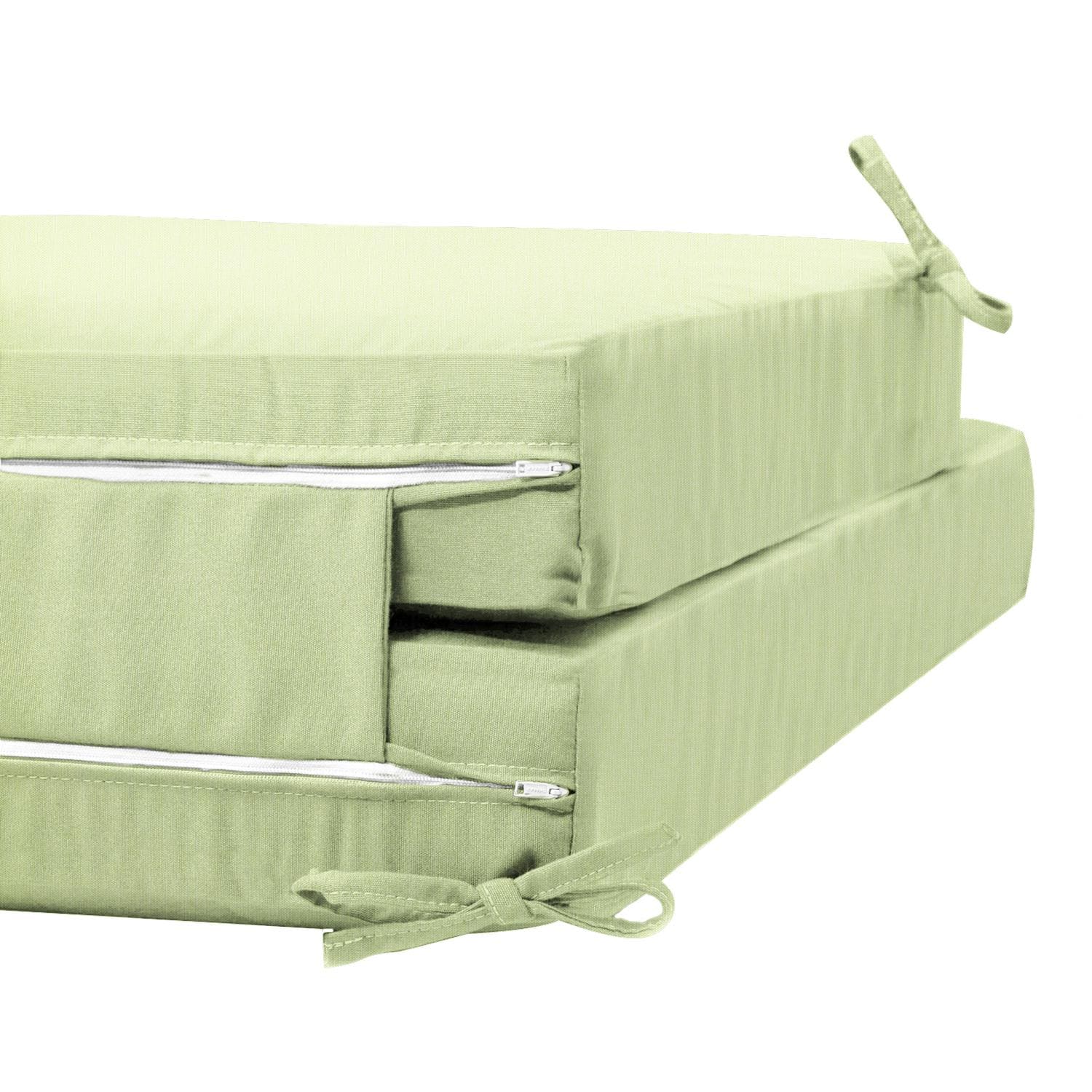Sunbrella Canvas Parrot Long Outdoor Replacement Chaise Lounge Cushion W/ Knife Edge By UltimatePatio.com - Zipper and Tie Detail thumbnail