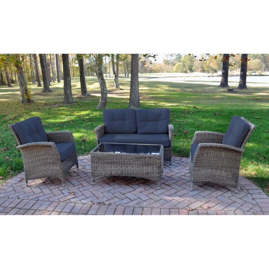 Kettler LAKENA 4 Piece Wicker Rattan Lounge Set With Spectrum Indigo
