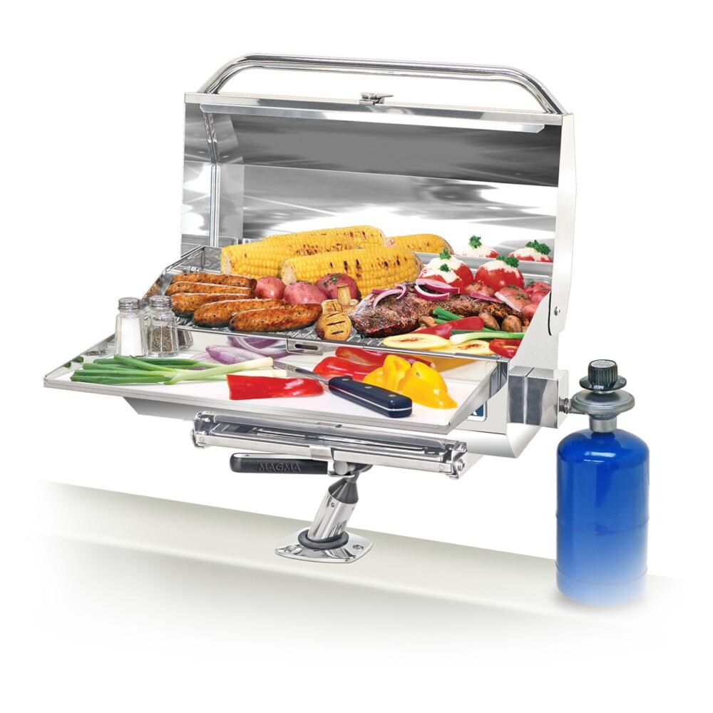 Magma A10-803 Marine ChefsMate Gas Grill on Single Mount T10-355 (mount, shelf, & canister NOT included) thumbnail