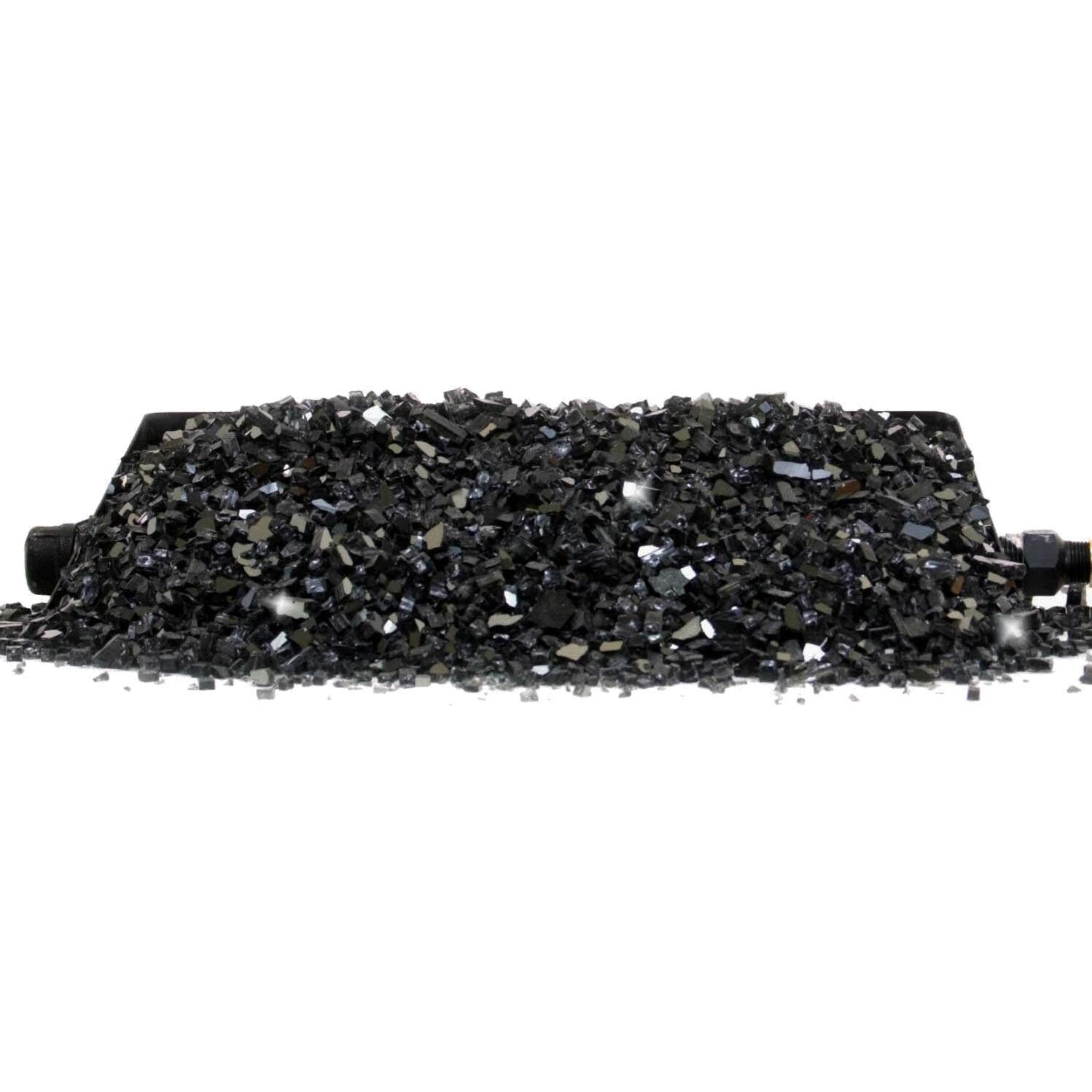 Peterson Fyre Glass 18 Inch Black Reflective Fire Glass Set With Vented Natural Gas G45 Burner - Shown Without Flames thumbnail