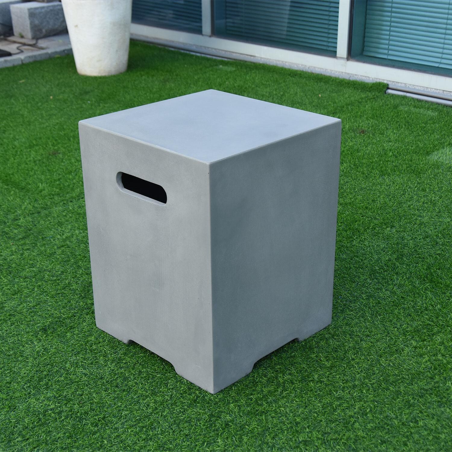 Elementi Square 16-Inch Fire Tank Cover for Lunar Bowl & Sit Stool Chair - Light Gray - ONB01-109LG - Lifestyle thumbnail