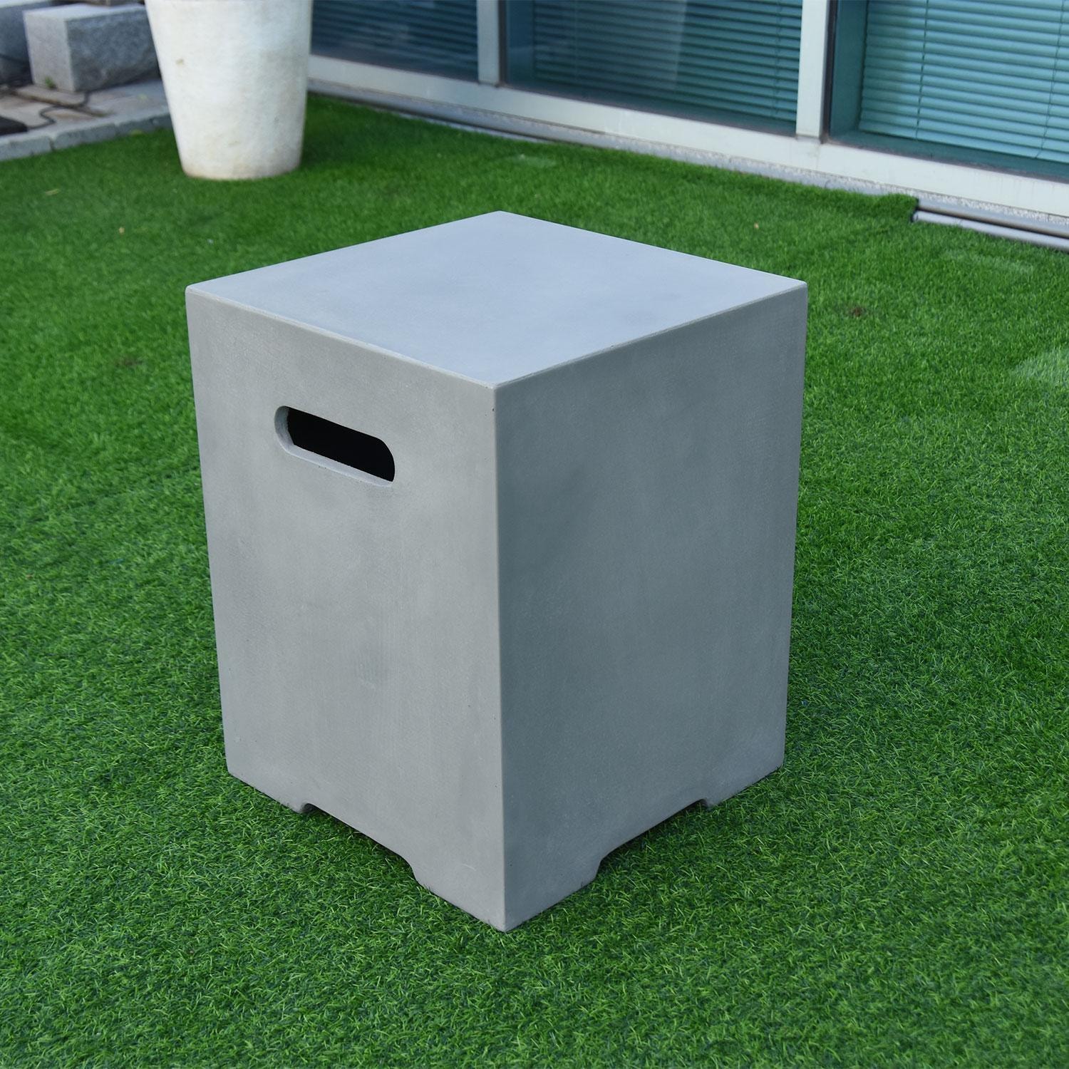 Elementi Square 16-Inch Fire Tank Cover for Lunar Bowl & Sit Stool Chair - Light Gray - ONB01-109LG - Lifestyle thumbnail