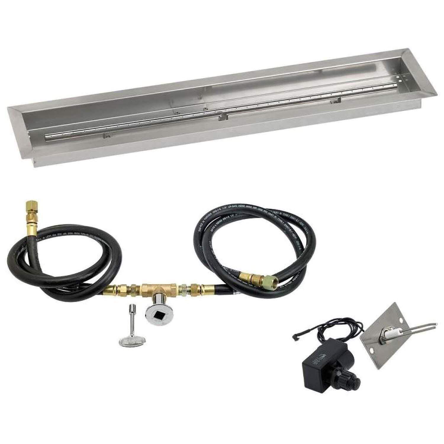 BBQGuys Signature 36 X 6 Inch Stainless Steel Linear Drop-In Pan for Spark Ignition Kit - Natural Gas - White Background thumbnail