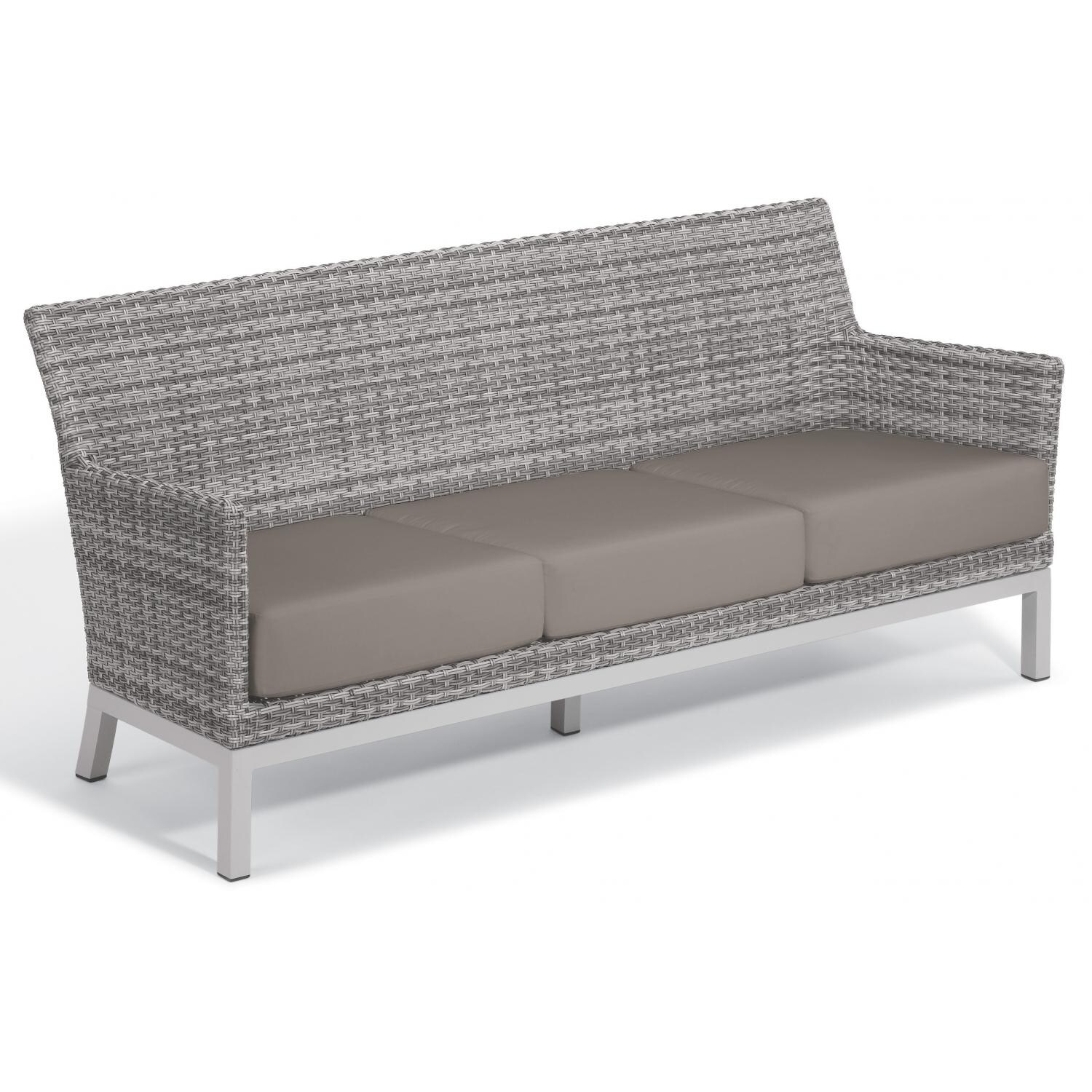 Argento Wicker Patio Sofa W/ Stone Cushions By Oxford Garden thumbnail
