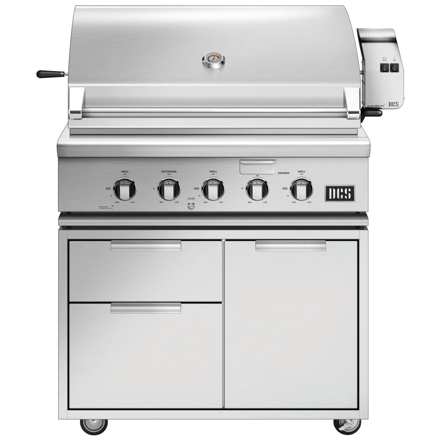 DCS Series 7 36-Inch Propane Gas Grill With Rotisserie On DCS CAD Cart - BH1-36R-L