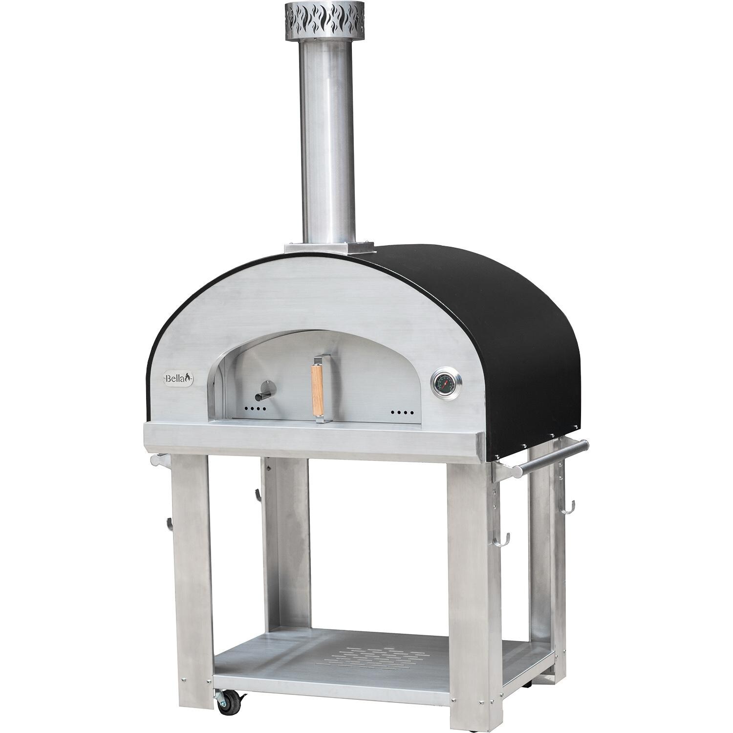 Bella Grande 36-Inch Outdoor Wood Fired Pizza Oven On Cart - Black - BEGS36B thumbnail