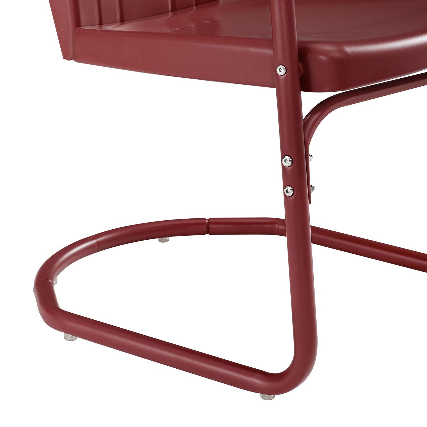 Ultimate Patio UP-32243RE 3Pc Retro Outdoor Bistro Set in Dark Red - Base Legs - Detail thumbnail