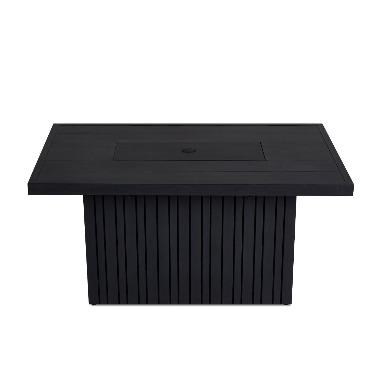 Westlook 52 Inch Rectangular Propane Fire Pit Table in Black Coral by Lakeview - Lid - White Background thumbnail