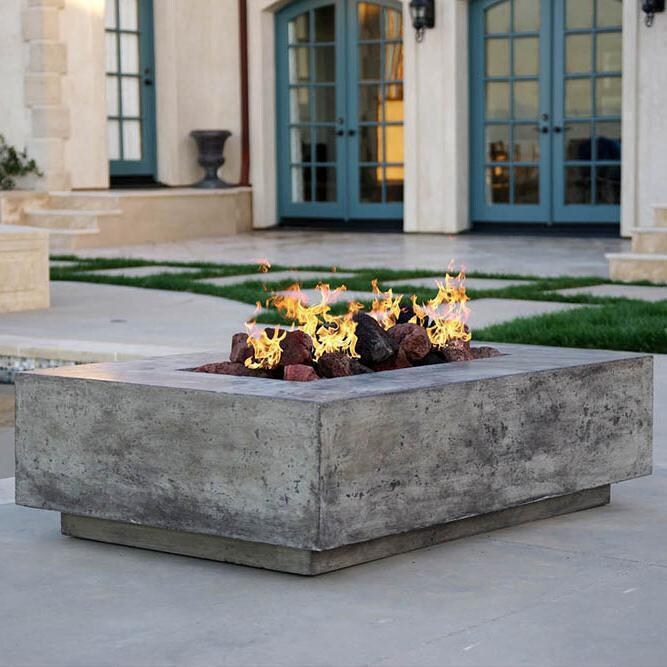 Prism Hardscapes Tavola 1 58-Inch Natural Gas Rectangular Fire Pit Table - Pewter - SCPH-405-4NG - Lifestyle thumbnail