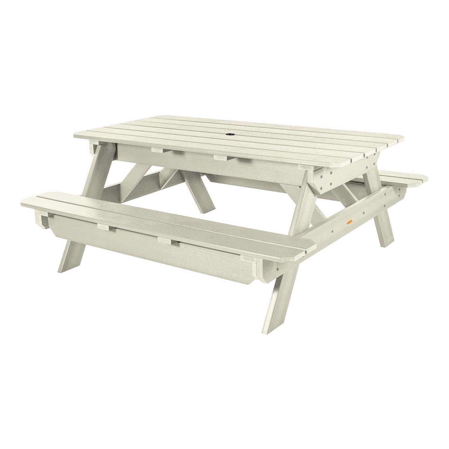 Lookwood 71 Inch Whitewash Polyresin Picnic Table By Lakeview Outdoor Designs - White Background thumbnail