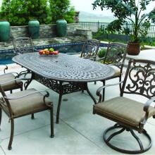 Darlee Santa Barbara 7 Piece Cast Aluminum Patio Dining Set With Oval Table - Antique Bronze image