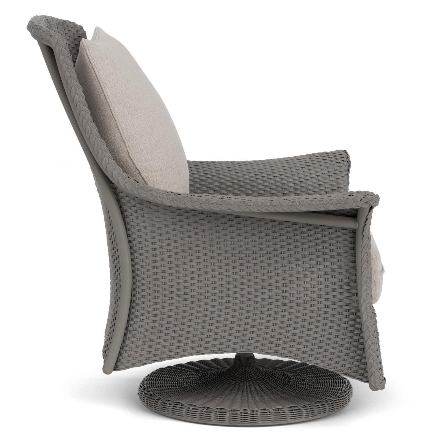 Lloyd Flanders Mandalay Swivel Rocker Lounge Chair in Pewter Finish with Remy Cloud fabric - Side thumbnail