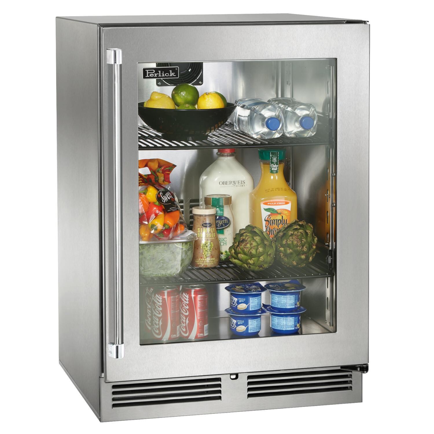 Perlick HP24RM-4-3RL 24-Inch Signature Series Stainless Steel Glass Door Outdoor Refrigerator w/ Door Lock thumbnail