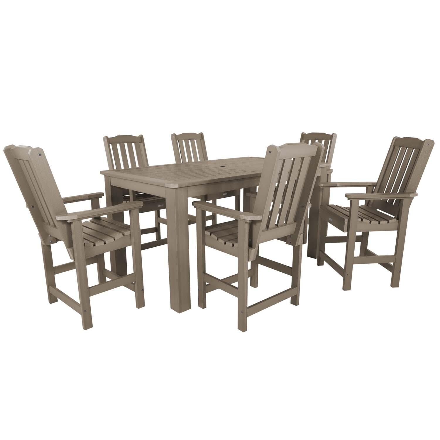 Hart Lane 7 Pc Rectangular Counter Height Dining Set in Woodland Brown By Lakeview Outdoor Designs - White Background thumbnail