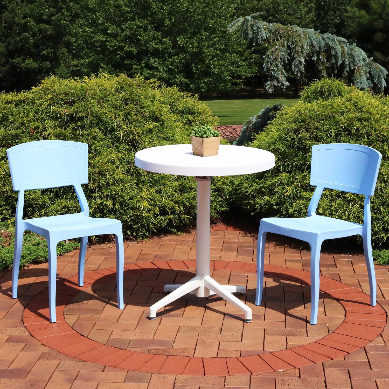 Sunnydaze All-Weather Elmott 3-Piece Bistro Set - Light Blue image