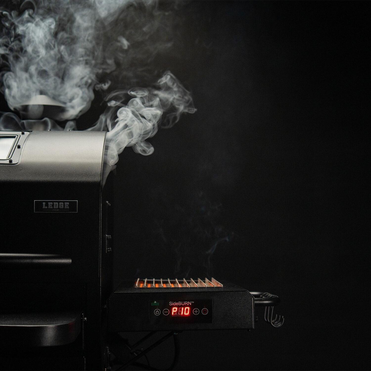 Green Mountain Grills Peak Prime 2.0 WiFi Pellet Grill Bundle w/SideBurn & Cover - Side Burner - Lifestyle thumbnail