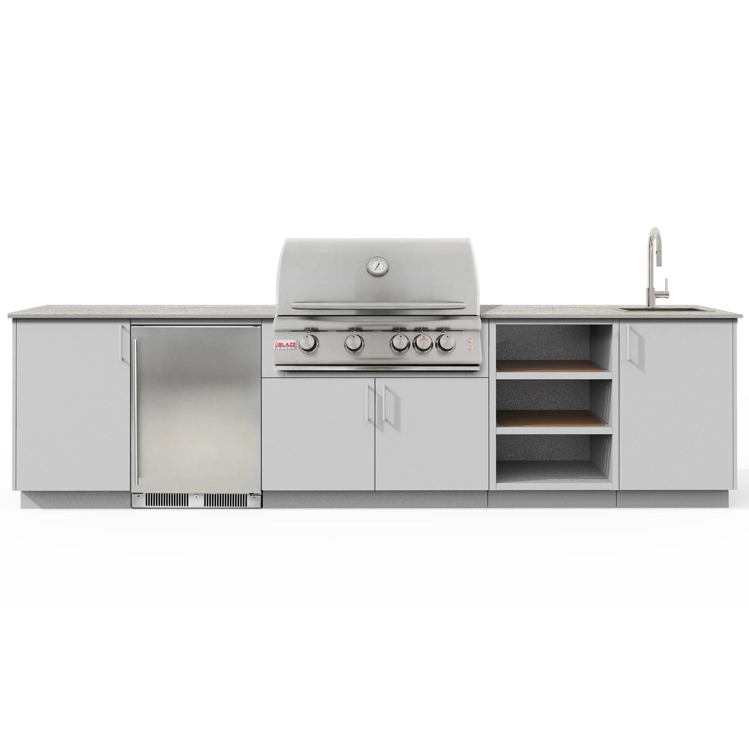 Urban Bonfire Breeze 32 Outdoor Kitchen w/ Blaze LTE Natural Gas Grill, Sink, Refrigerator, Keon Dekton Countertop & Chantilly Finish - B-Breeze-32-Blaze-Keon-Chantilly