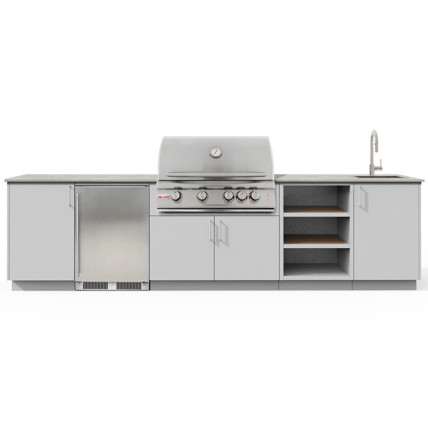 Urban Bonfire Breeze 32 Outdoor Kitchen w/ Blaze LTE Natural Gas Grill, Sink, Refrigerator, Keon Dekton Countertop & Chantilly Finish - B-Breeze-32-Blaze-Keon-Chantilly