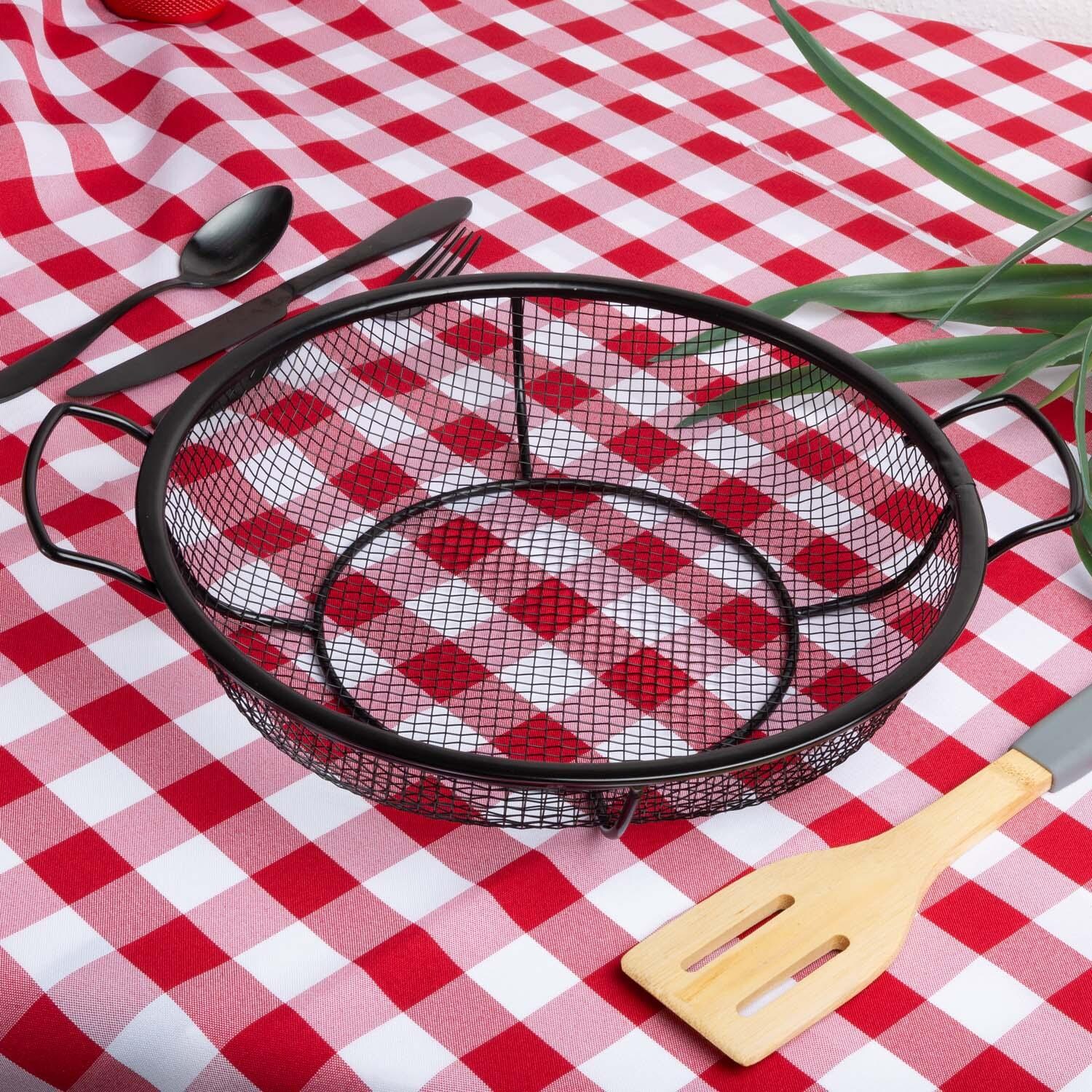 Outset 76519 NS Round Shallow Grill Basket - Lifestyle thumbnail