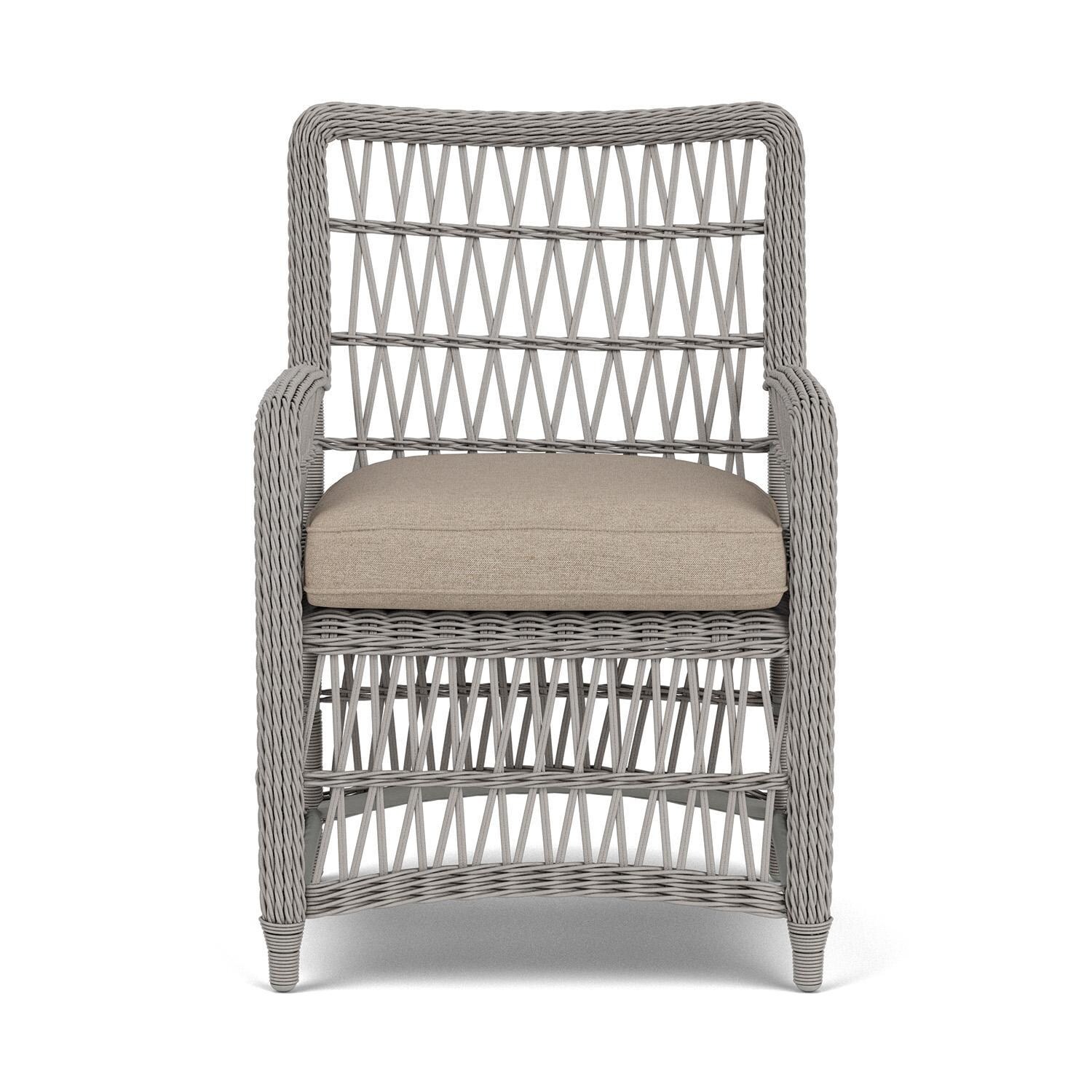 Lloyd Flanders Mackinac Dining Armchair in Putty Finish with Demo Oatmeal Fabric thumbnail