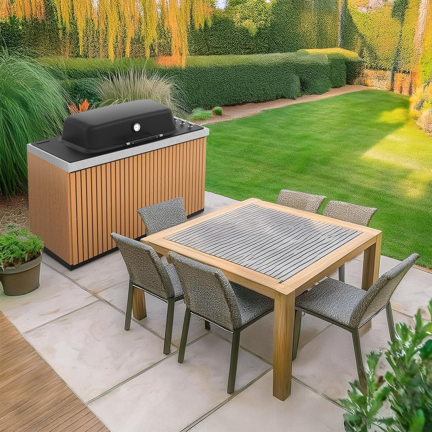 Everdure Marine Grade Cabinet Module w/ Grill in Timber Effect - Lifestyle thumbnail