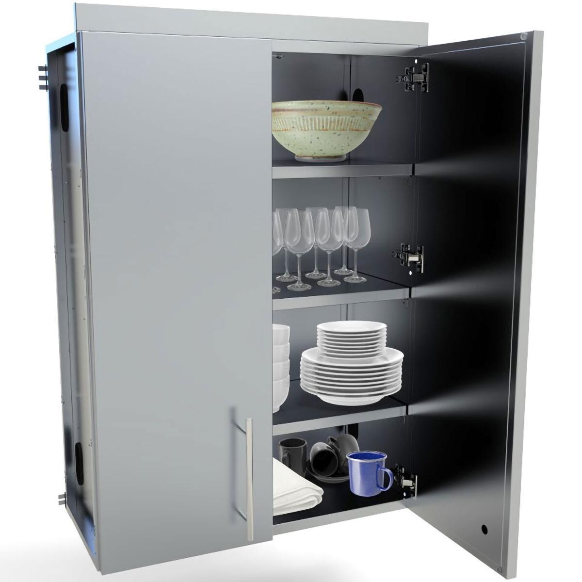 Sunstone SWC30FDD 30-in Outdoor Kitchen Double Door Wall Cabinet - Stored - White Background thumbnail