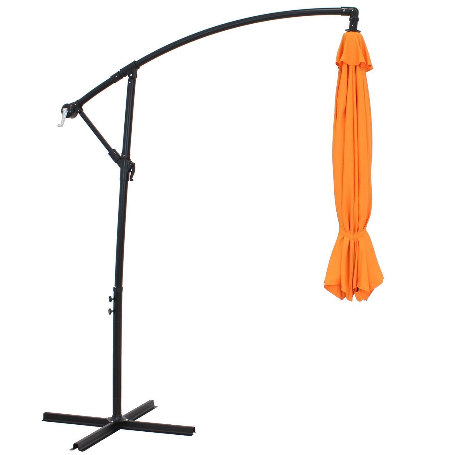 Ultimate Patio 9.5 Ft. Octagonal Patio Cantilever Umbrella W/ Crank - Tangerine - Cantilever Extended