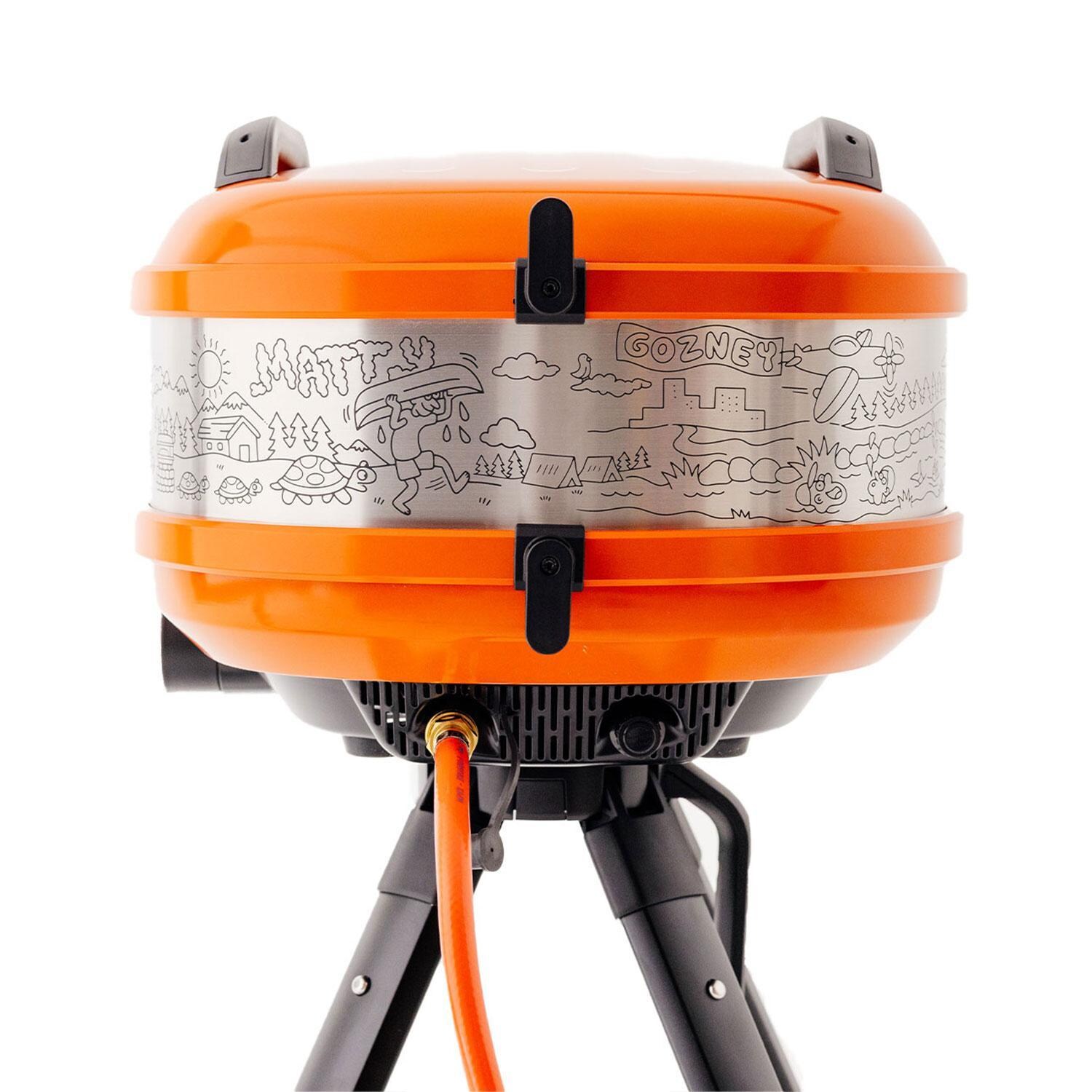 Matty Matheson x Gozney GTPOGUS1225 Limited-Edition Tread Portable Propane Pizza Oven - Orange - On Tread Stand - Rear View - White Background thumbnail