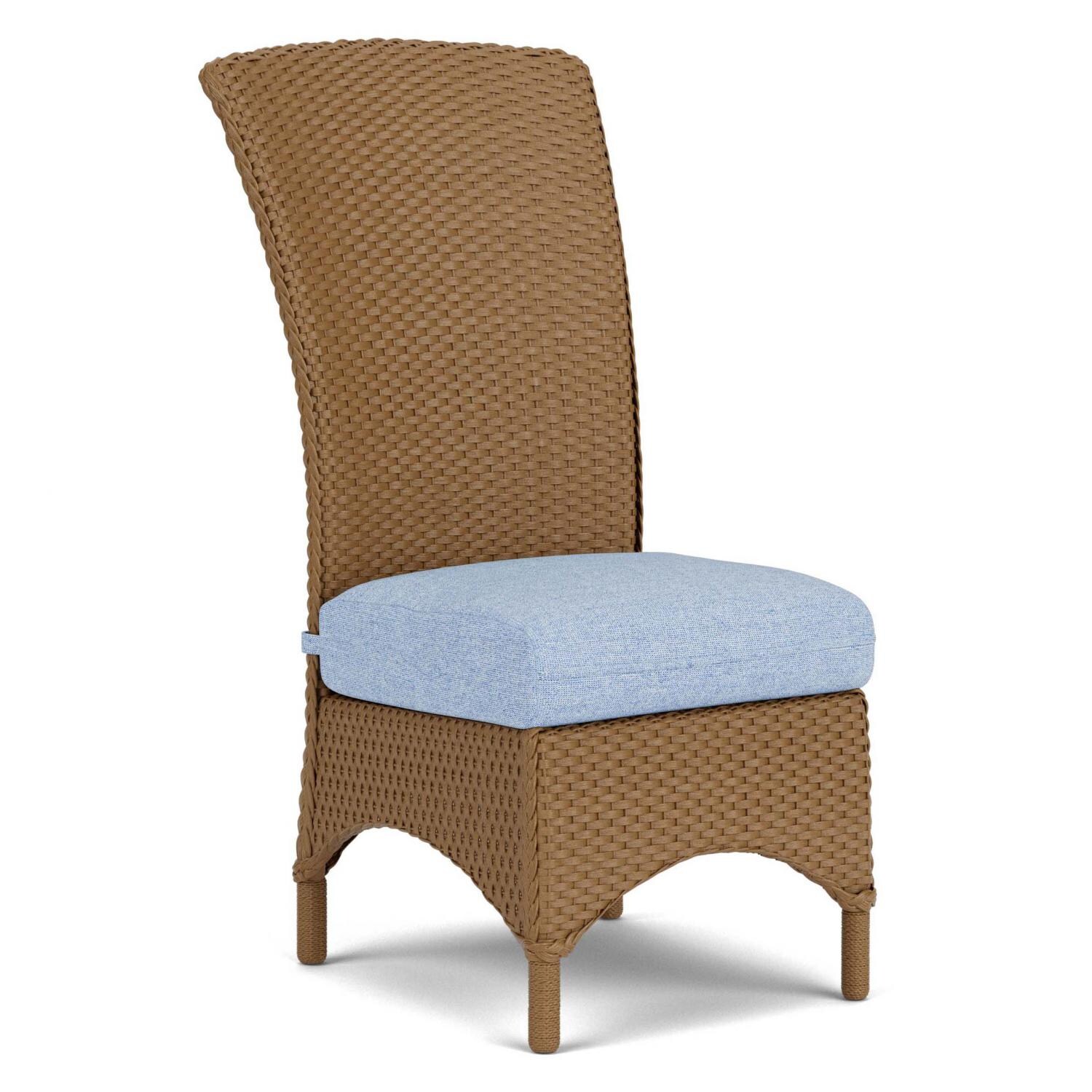 Lloyd Flanders Mandalay Armless Dining Chair in Bark Finish with Remy Cloud Fabric - Angled thumbnail