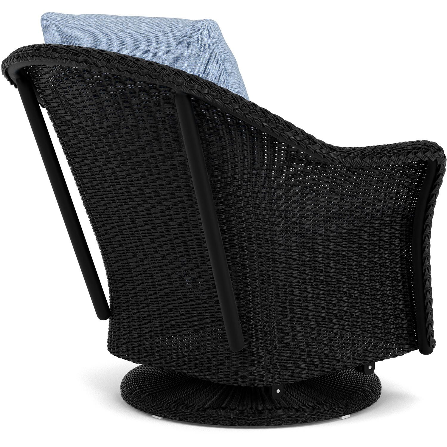 Lloyd Flanders Weekend Retreat Swivel Glider Lounge Chair in Ebony Finish W/ Demo Skyway Fabric - Back Right thumbnail