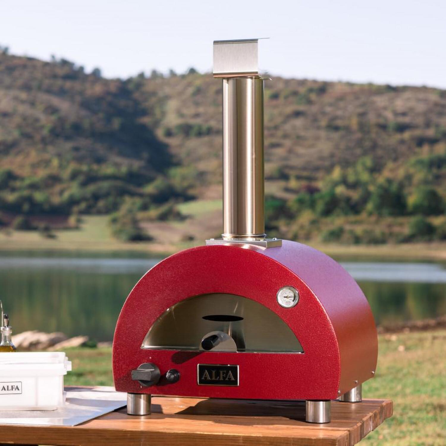 Alfa Moderno FXMD-PT-GROA-U Portable Pizza Oven Antique Red - Lifestyle thumbnail