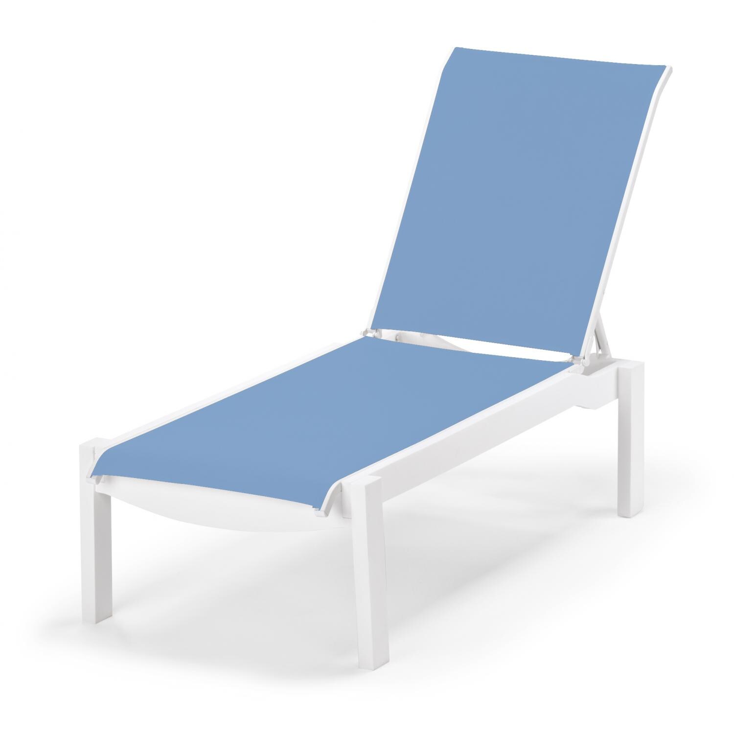 Leeward MGP Stacking Chaise Lounge With Sling Seating By Telescope Casual - Textured Snow/Sky thumbnail