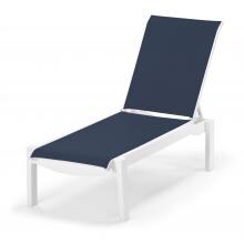Leeward MGP Stacking Chaise Lounge With Sling Seating By Telescope Casual - Textured Snow/Navy image