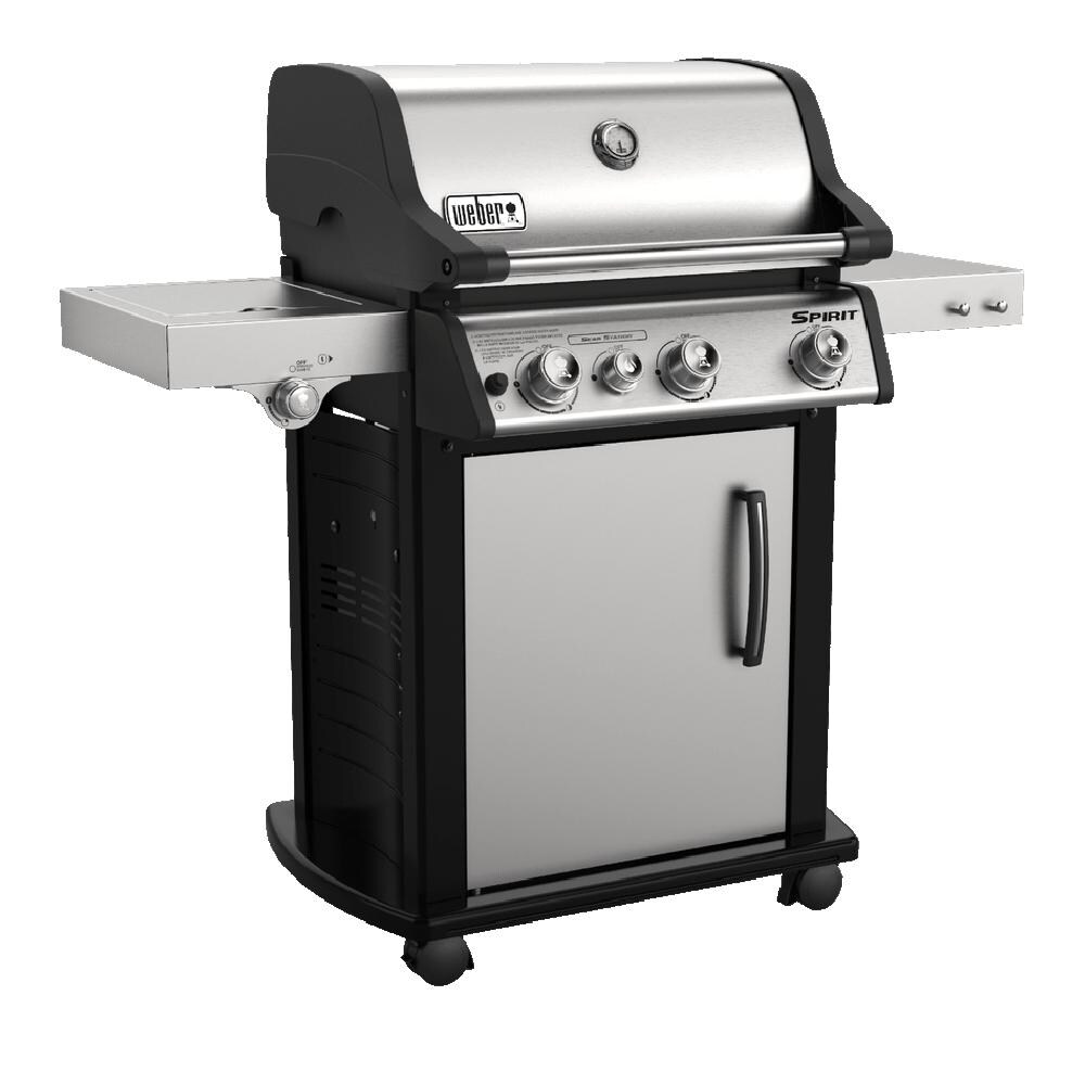 Weber - 46802101 - Spirit SP-335 Freestanding Propane Gas Grill W/ Sear Burner & Side Burner - Stainless Steel - Angled Right thumbnail