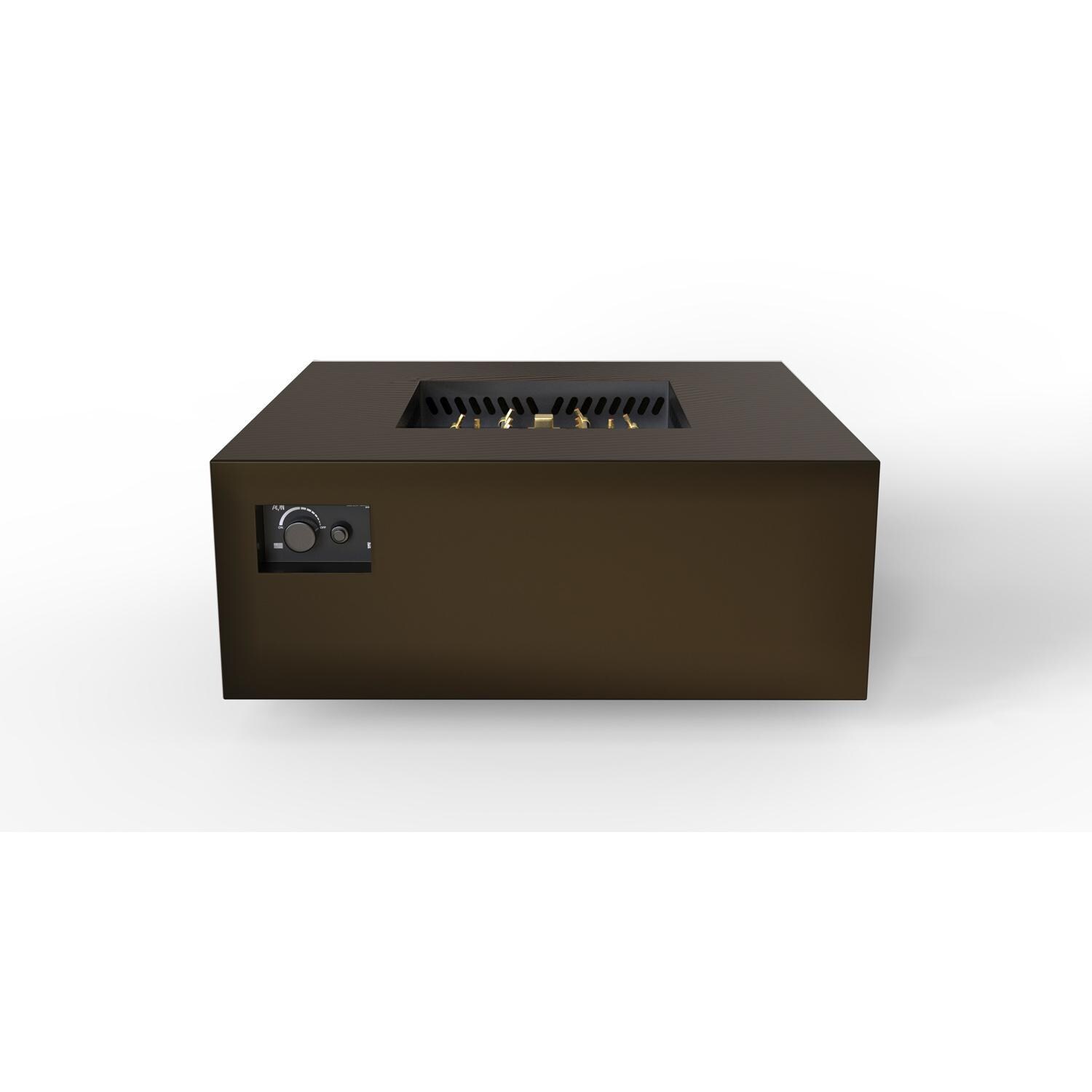 AON 40 Inch Square Powder Coated Steel Propane Fire Pit in Bronze by Warming Trends