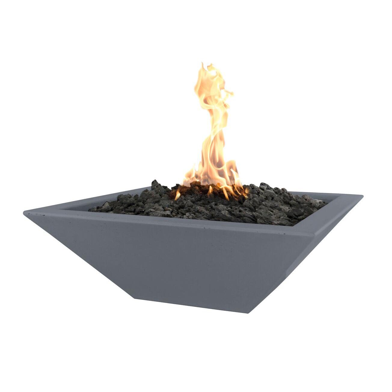 Maya 36 Inch Square GFRC Propane Fire Pit w/ Key Valve in Gray by The Outdoor Plus