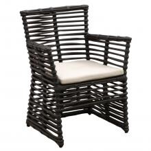 Venice Wicker Patio Dining Arm Chair W/ Sunbrella Canvas Antique Beige Cushion By Sunset West image