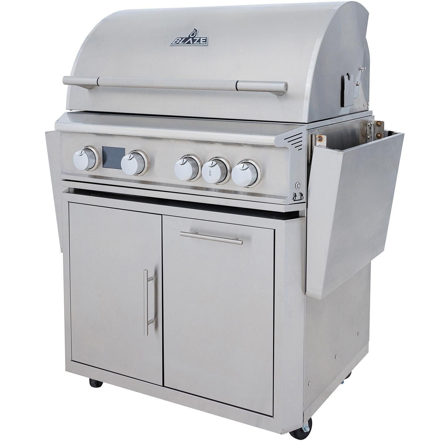 Blaze BLZ-4LTEPRO-NG Freestanding Natural Gas Grill - Folding Shelves - White Background thumbnail