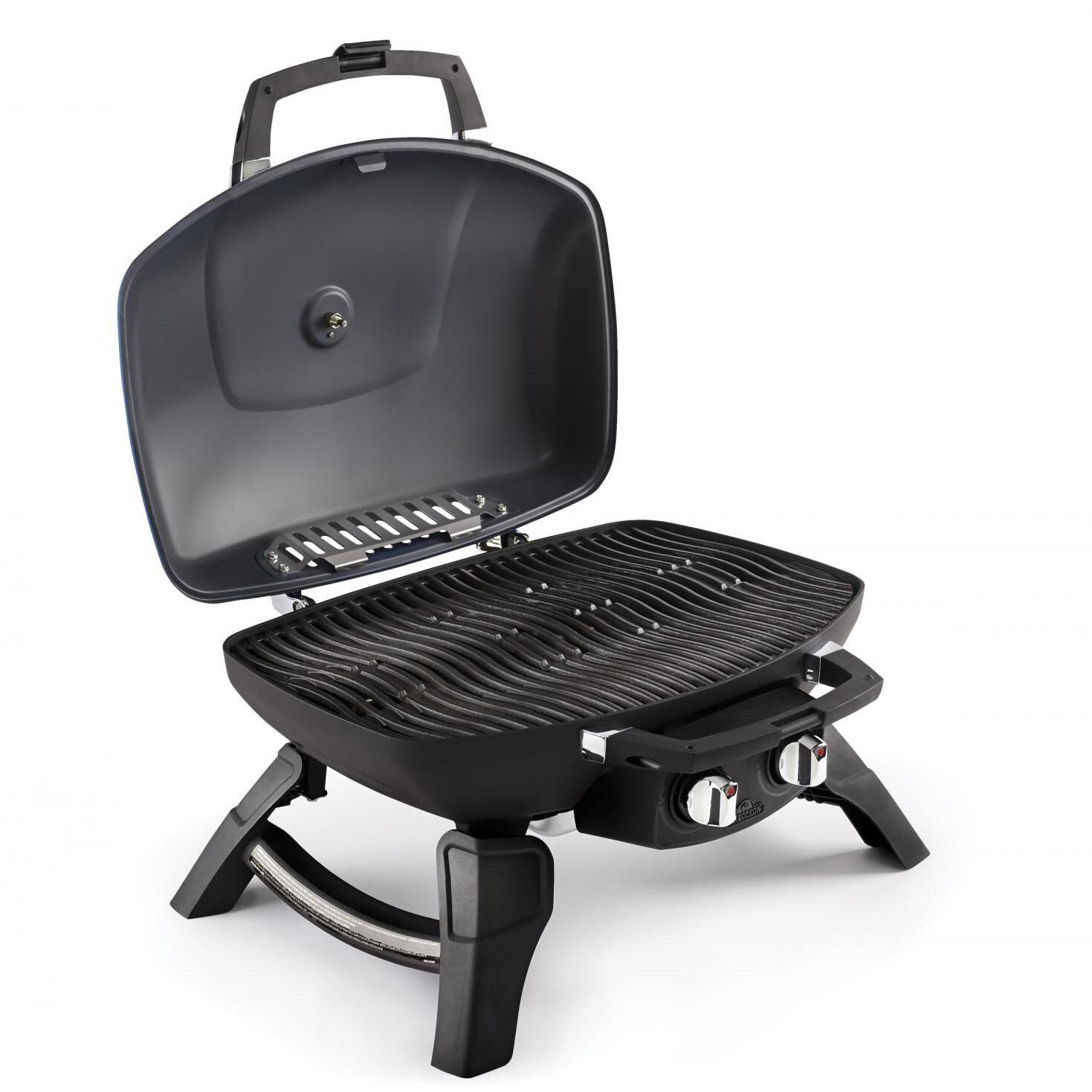 Napoleon TravelQ 285 Portable Propane Gas Grill With Griddle - Red - TQ285-RD-A - Opened Angled View thumbnail