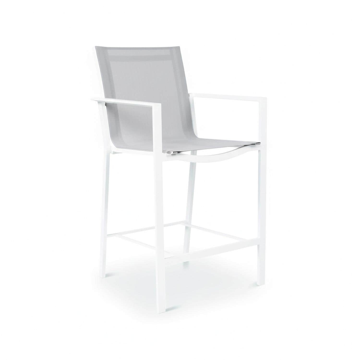 Primavera 7 Pc Aluminum Bar Set w/ Concrete Look Ceramic Tabletop in White / Mouse Grey - Chair - White Background thumbnail