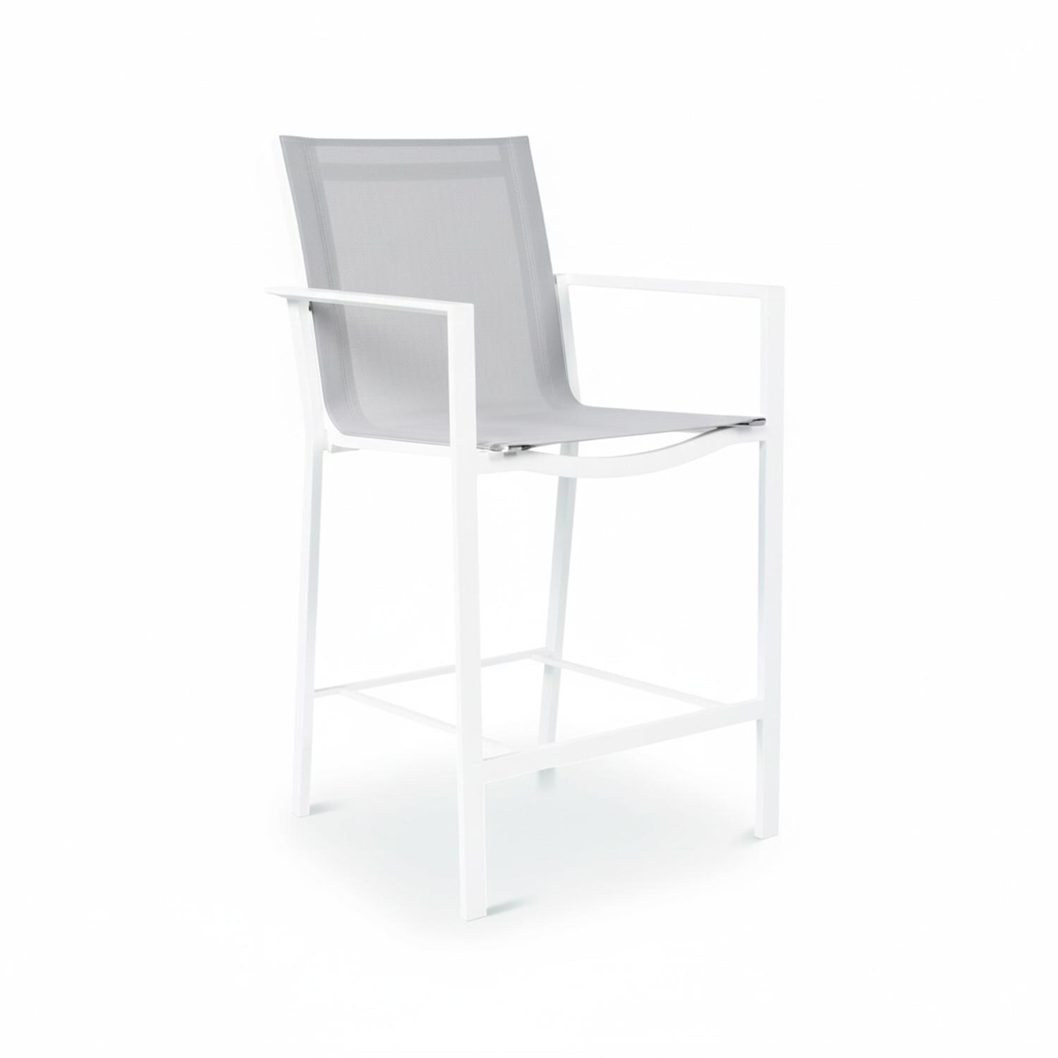 Primavera 7 Pc Aluminum Bar Set w/ Concrete Look Ceramic Tabletop in White / Mouse Grey - Chair - White Background thumbnail