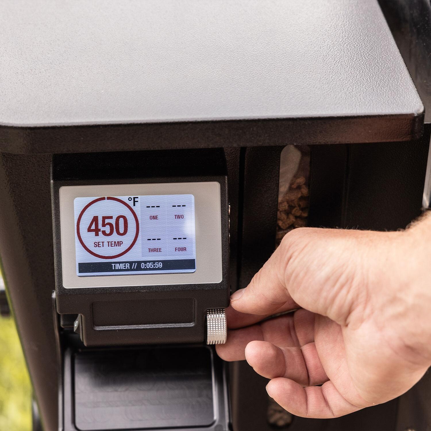 Camp Chef PG36SSG Woodwind SS 36 Pellet Grill With Propane Sidekick Griddle - Temperature Knob - Lifestyle thumbnail