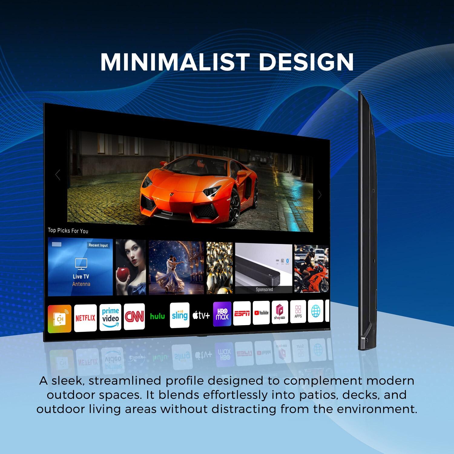 Titan L300-QNED-065 L300 Series 65-in Full Sun 4K QNED Smart Outdoor TV - Side View - Detail thumbnail