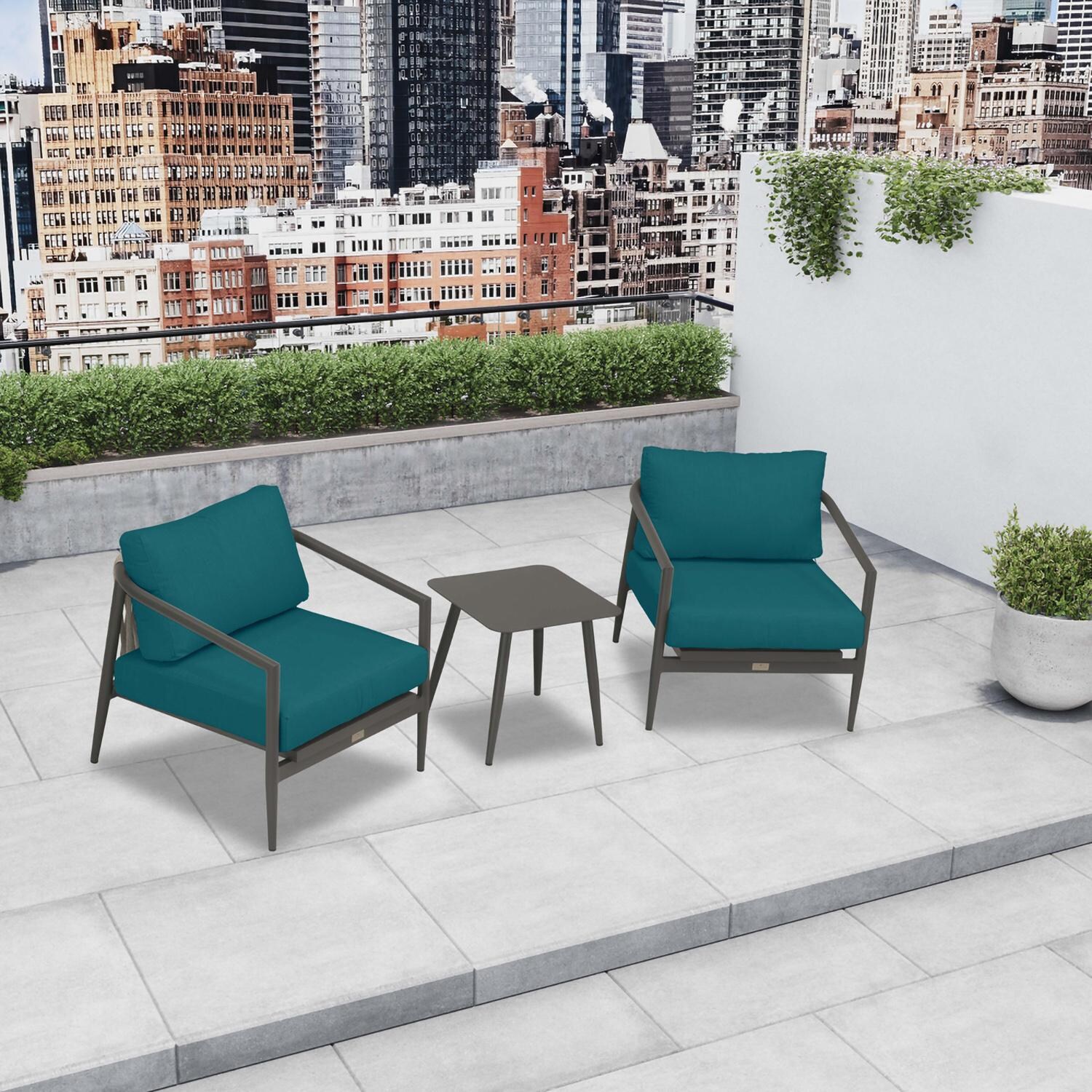 Lakeview Midnight Cove 3 Pc Aluminum Club Chair Seating Set in Slate/Pebble Gray/Spectrum Peacock - Top - Lifestyle thumbnail