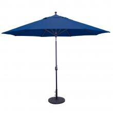 Galtech 11 Ft. Octagonal Aluminum Patio Market Umbrella W/ Crank Lift And Deluxe Auto Tilt - Black Frame W/ Sunbrella Canvas Navy Canopy